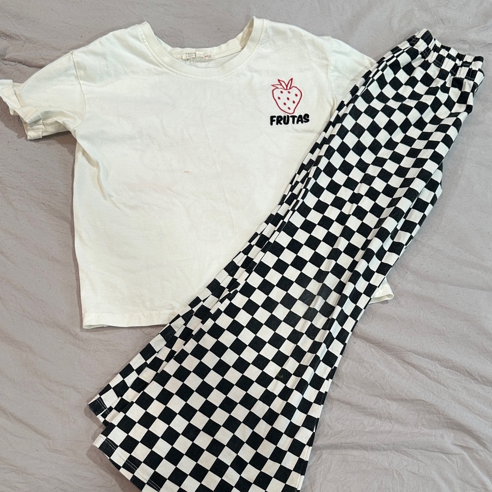 Kids Checkered Black and White Matching Set